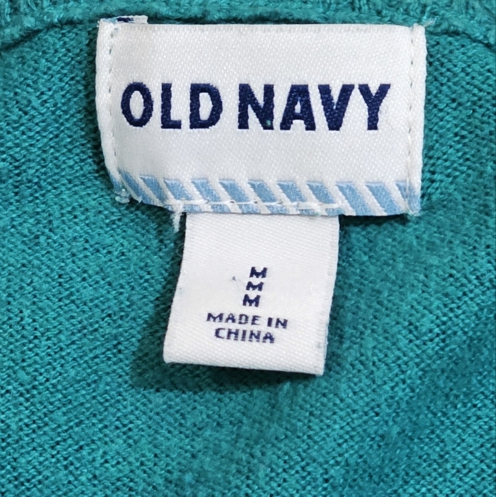 Old Navy Men Medium Green V-Neck Sweater Lion Logo Preppy Minimalist Classic 90s - Picture 4 of 6
